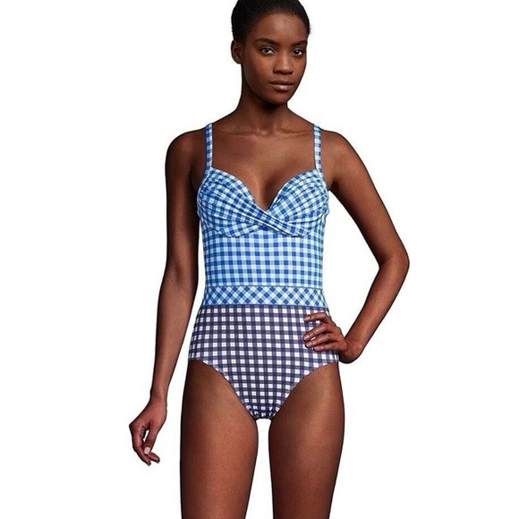 Draper James x Lands' End Tummy Control Chlorine Resist Wrap One Piece Swimsuit - Picture 2 of 16